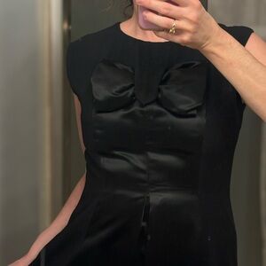 Vintage 50s Breakfast at Tiffany's Elegant Black Dress with Bow Detail
